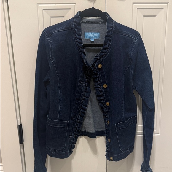 Draper James Ruffled Blue Jean Jacket - Picture 2 of 3